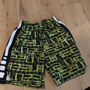 Nike Kids Black and Green Patterned Shorts